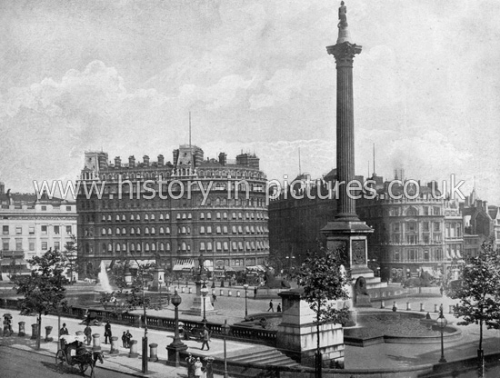 Trafalgar Square and Nelson Column, London. c.1890's